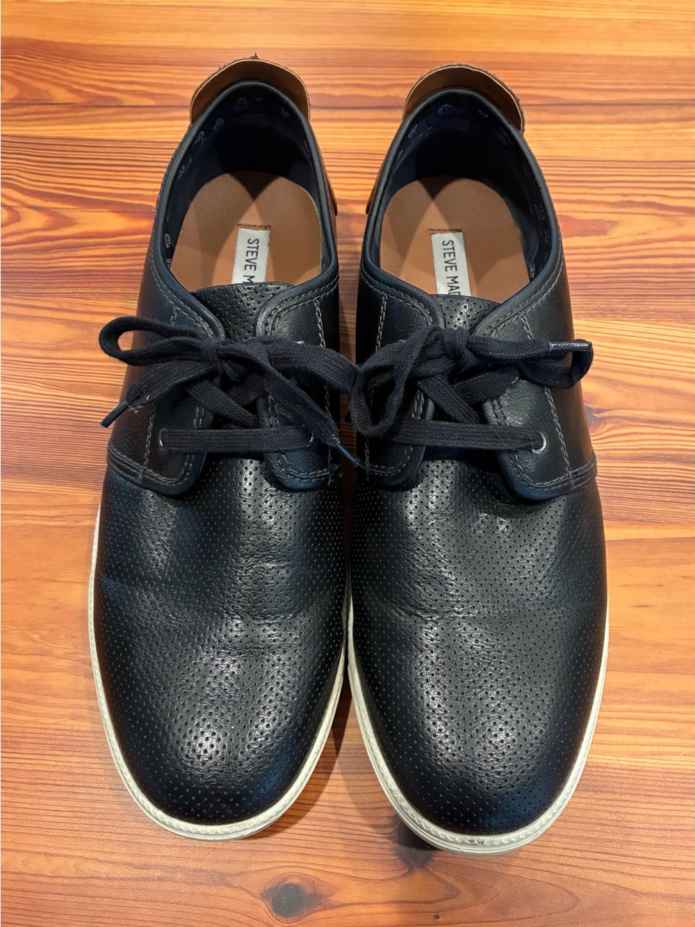 Steve Madden Black Perforated Leather Derby Shoes